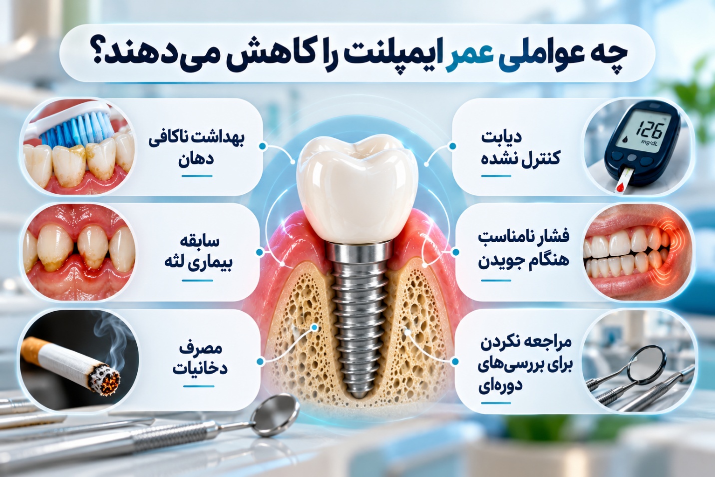 عوامل کوتاه کننده ی عمر ایمپلنت